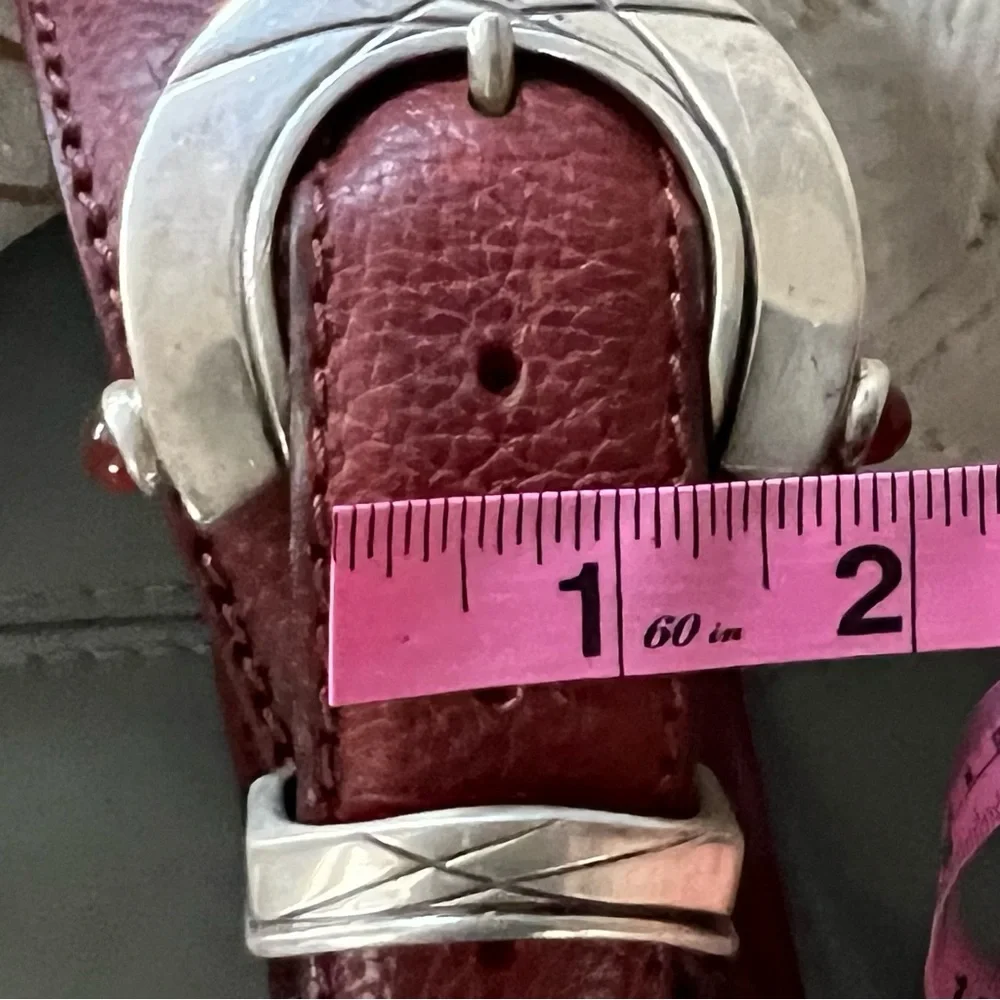 RARE 925 Sterling Silver CLAUDIO CALESTANI Milano Italy LEATHER BELT 100 115 - Picture 13 of 17
